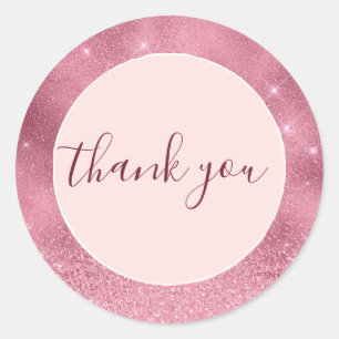 Pink Glitz Thank you Classic Round Sticker