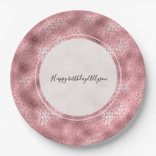 Pink Glitzy Cheetah Print Paper Plate