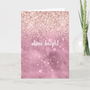 Pink Glitzy Glitter Hearts Card
