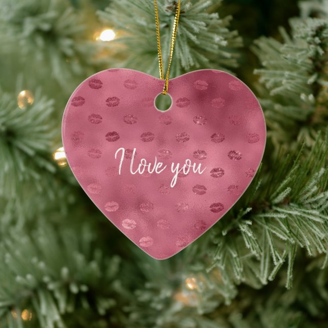 Pink Glitzy Lips Ceramic Tree Decoration (Tree)