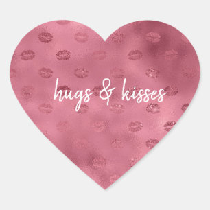 Pink Glitzy Lips Heart Sticker
