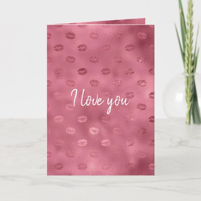 Pink Glitzy Lips Love Card (Front)