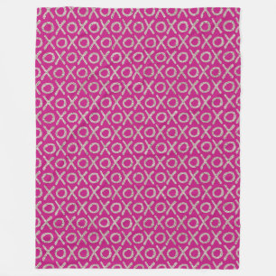 Pink Glitzy Silver XOXO Birthday Fleece Blanket
