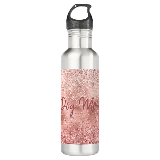 Pink Glitzy Sparkle Glitter Dog Mum 710 Ml Water Bottle (Front)