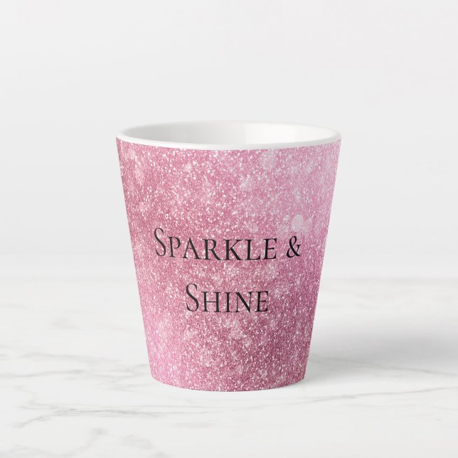Pink Glitzy Sparkle Personalised  Latte Mug (Front)