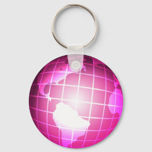 Pink Globe Key Ring