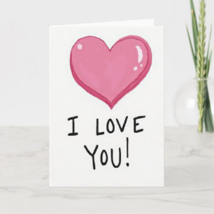 Pink Glossy Heart Love Card