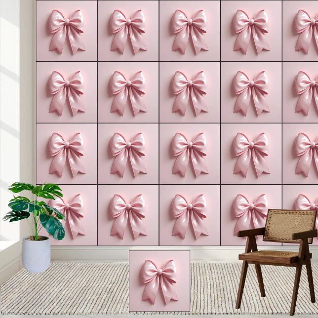 Pink Glossy Ribbon Bow Aesthetic - Peel and Stick Wallpaper (Creator Uploaded)