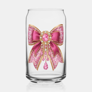 pink glow bow  can glass