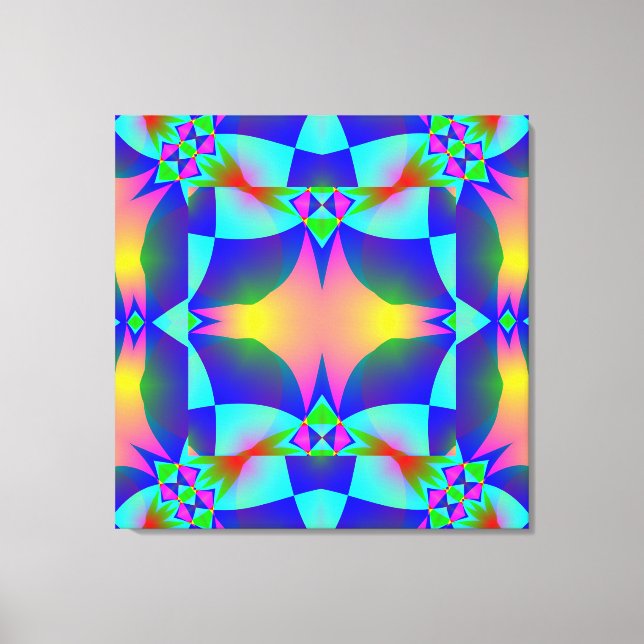 Pink Glow Geometric Design Wrapped Canvas (Front)