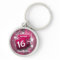 Pink Glowing Swirls Sweet 16 Personalised Keychain