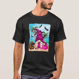 Pink Gnome Girl Loves Summer Halloween Beach Party T-Shirt