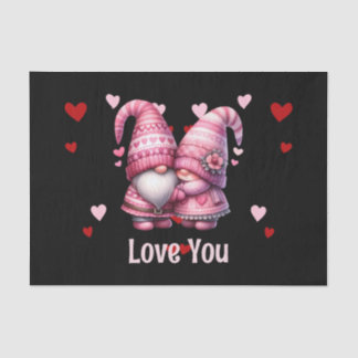 Pink Gnome Valentine Couple Tissue Paper