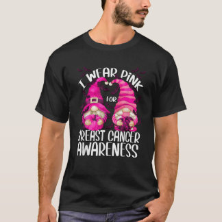 Pink Gnome Witch For Women Pumpkin Breast Cancer H T-Shirt