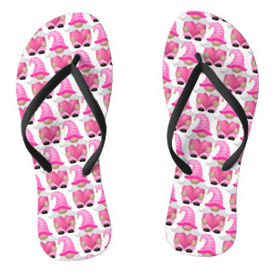 Pink Gnomes Hearts Woodland Scandinavian Cute Jandals