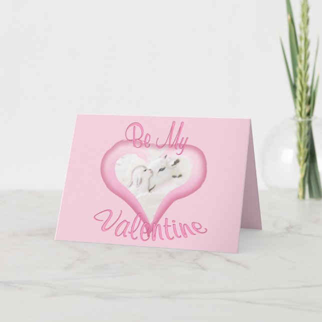Pink Goat and Baby Valentine Card (Front)