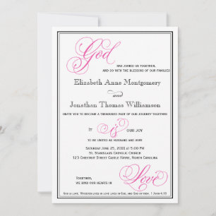Pink God is Love Christian Wedding Invitation