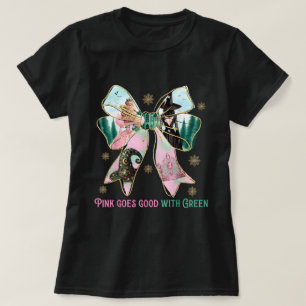 Pink Goes Good With Green Halloween Witch Girls T-Shirt