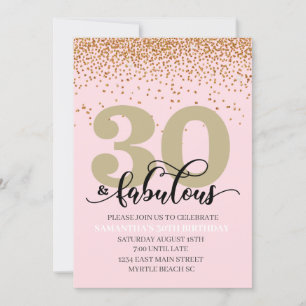 Pink Gold 30 and Fabulous Birthday Party Invitation