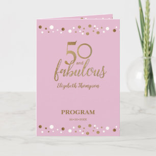 Pink Gold 50 & fabulous fiftieth Birthday Program Programme