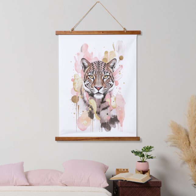 Pink Gold Abstract Leopard Cheetah Print Wall Art (Bedroom)