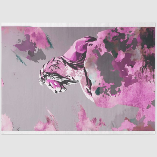 Pink Gold Abstract Lion Decoupage Tissue Paper (Front)