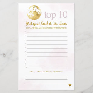 Pink Gold Advice and Bucket List Baby Shower Game