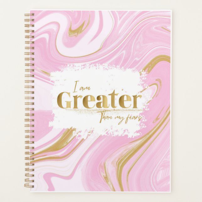 Pink & Gold Aesthetic Affirmation Planner  (Front)