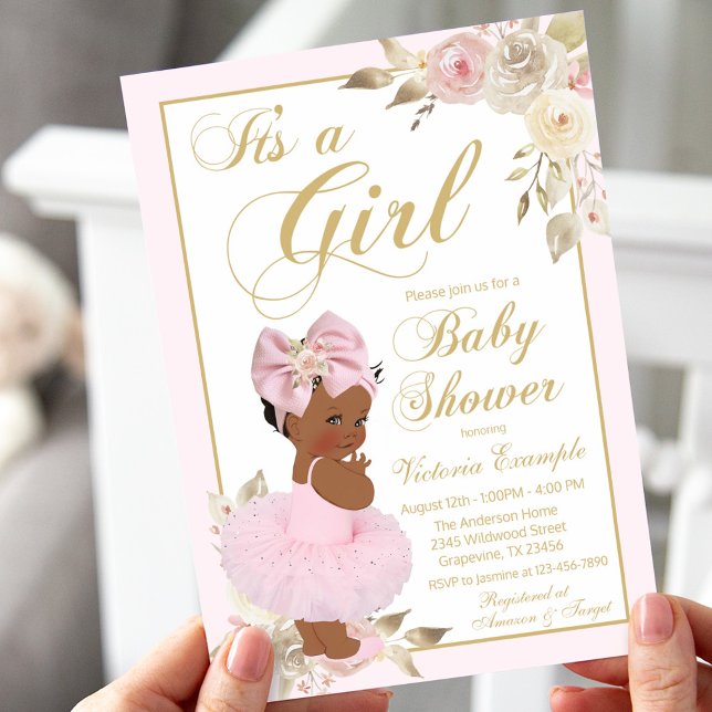 Pink Gold African Princess Baby Shower Invitation (Creator Uploaded)