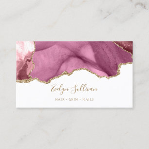 pink gold agate business card