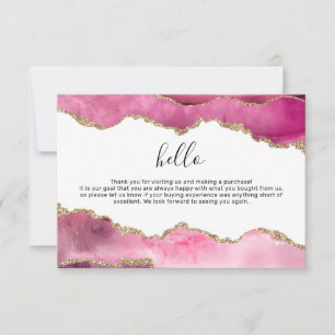 Pink & Gold Agate Business Thank You Card
