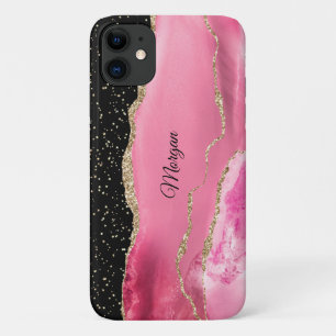 Pink & Gold Agate, Gold Stars & DIY Script Name Case-Mate iPhone Case