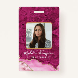 Pink Gold Agate Marble Business Company ID ID Badge