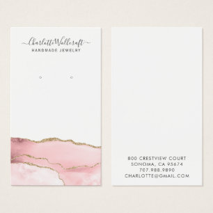Pink Gold Agate Script Earring Display Card