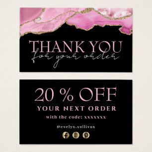 Pink gold agate thank you discount card