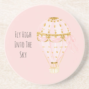 Pink Gold Air Balloon Fly High Coaster