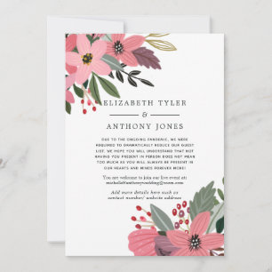 Pink, Gold and Black Floral Reduced Wedding Guests Announcement