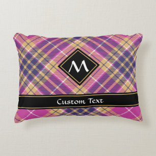 Pink, Gold and Blue Tartan Decorative Cushion