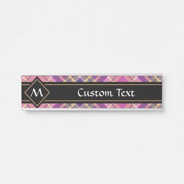Pink, Gold and Blue Tartan Door Sign (Front)
