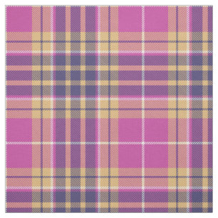 Pink, Gold and Blue Tartan Fabric