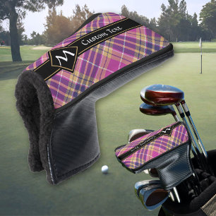 Pink, Gold and Blue Tartan Golf Head Cover