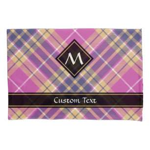 Pink, Gold and Blue Tartan Pillowcase