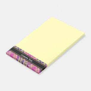 Pink, Gold and Blue Tartan Post-it Notes