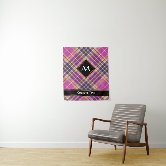Pink, Gold and Blue Tartan Tapestry (In Situ)