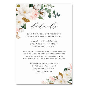 Pink Gold and White Floral Wedding Enclosure Cards