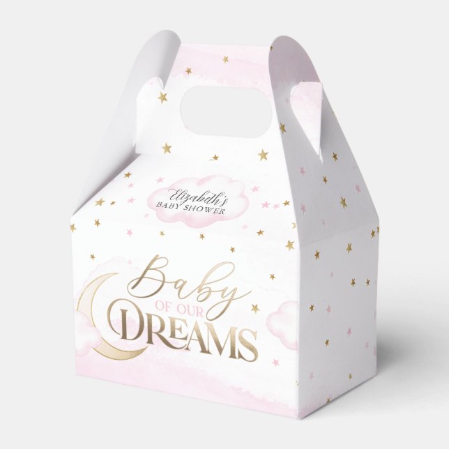 Pink Gold Baby of our Dreams Baby Shower Favour Box (Back Side)