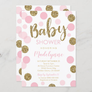 Pink Gold Baby Shower invitation Confetti Girl