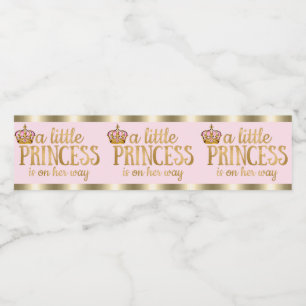Pink Gold Baby Shower Princess Water Bottle Labels