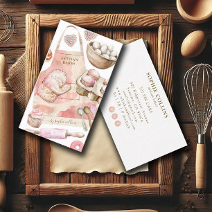 Pink Gold Baker Watercolor Baker Pastry Chef  Business Card