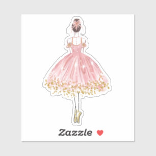 Pink/Gold Ballerina Cut Vinyl Sticker